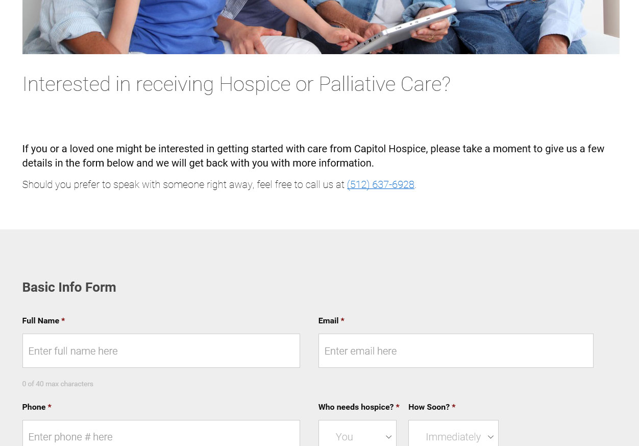 Capitol Hospice Care Austin Web Design