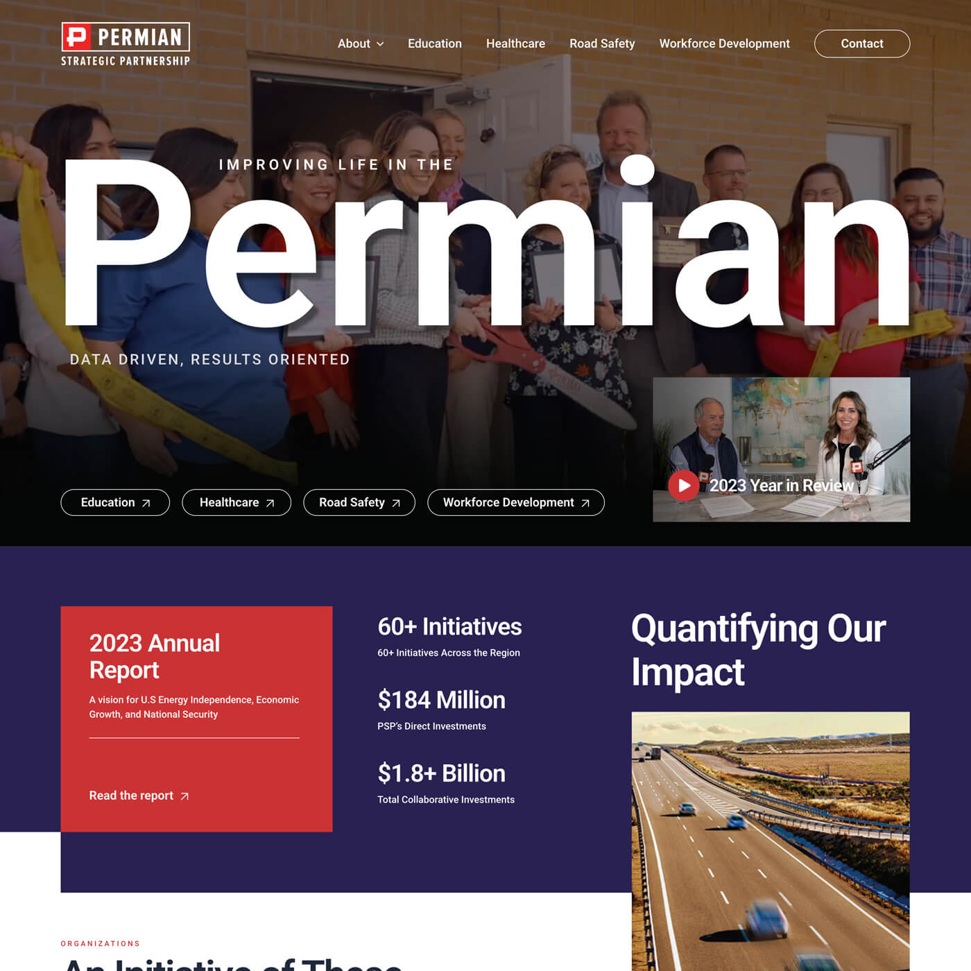 Custom WordPress homepage design for energy sector coalition