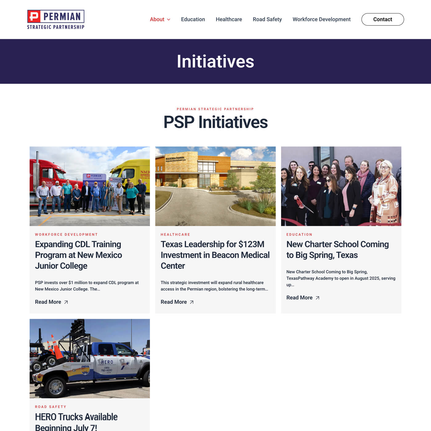 Custom page layout for community impact initiatives