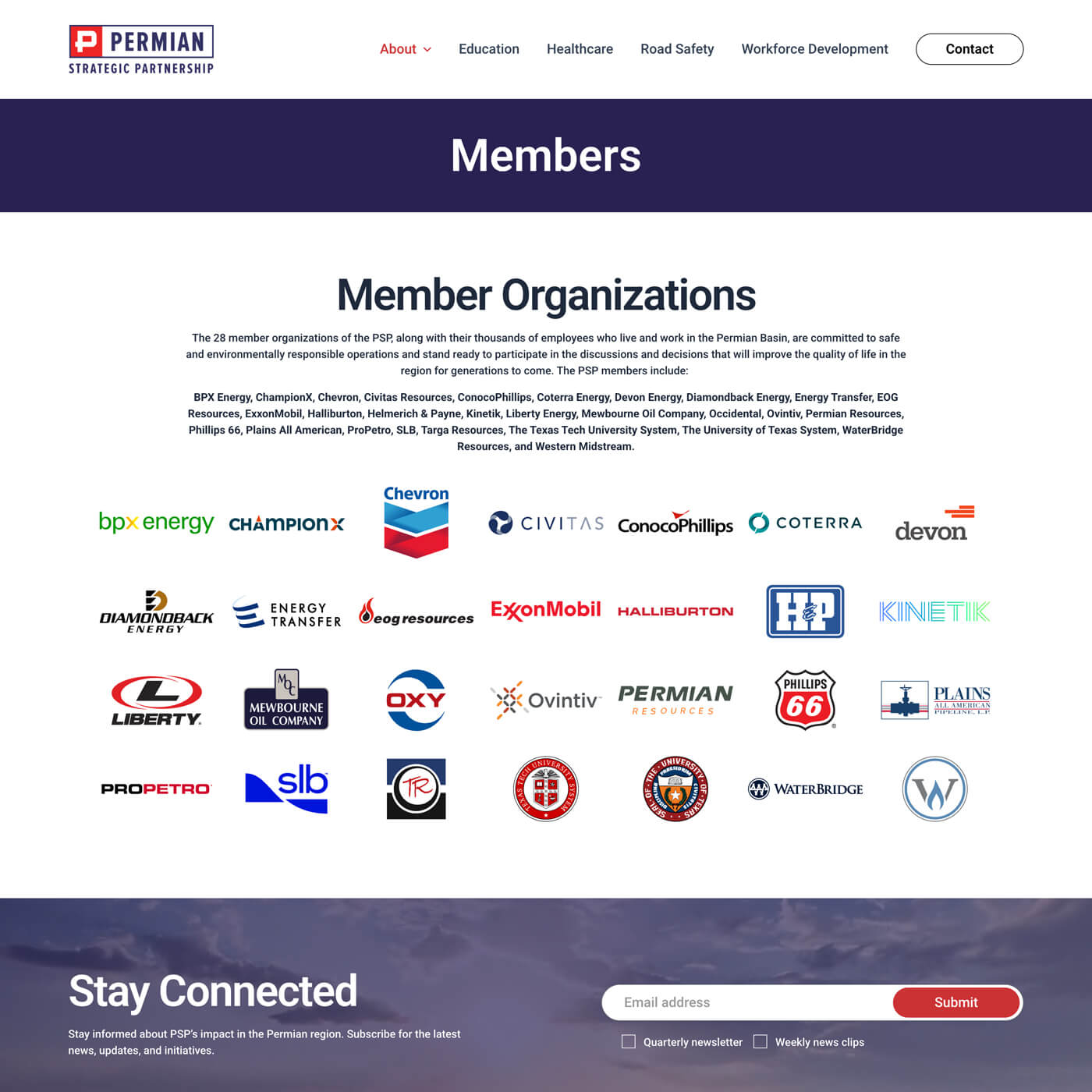 Coalition member section highlighting partner organizations