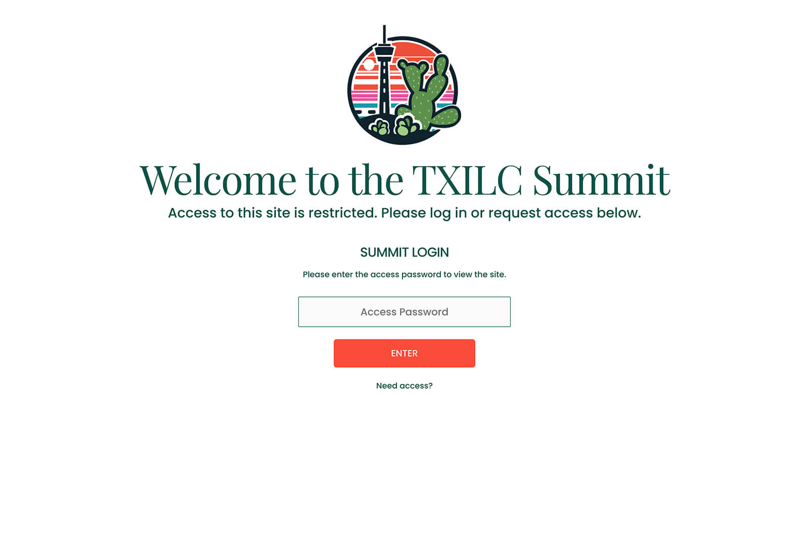 Secure login page prompting attendees to enter email or password for private acces