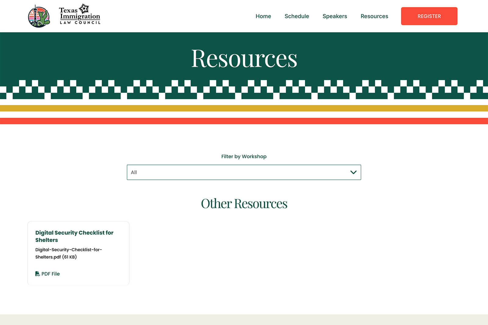 Downloadable documents and session materials listed by topic and speaker name