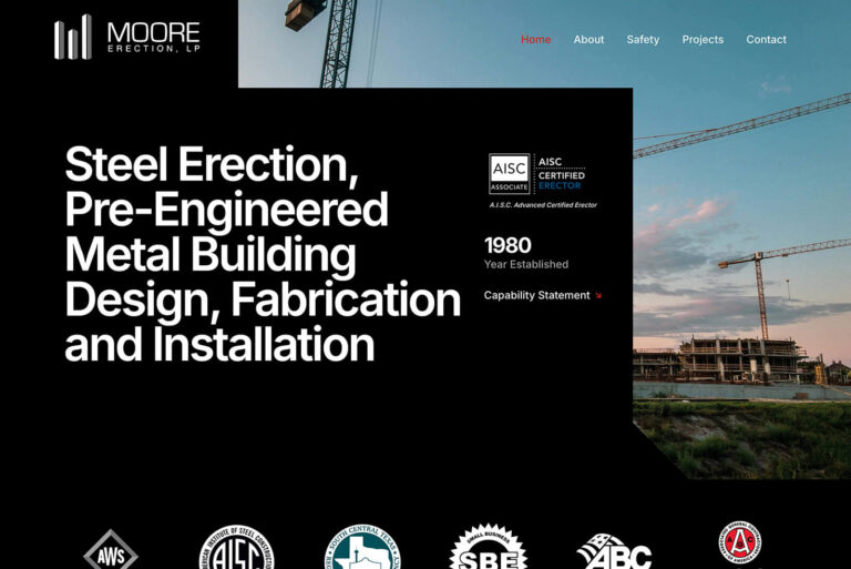 Corporate branding and website redesign for Moore Erection, LP