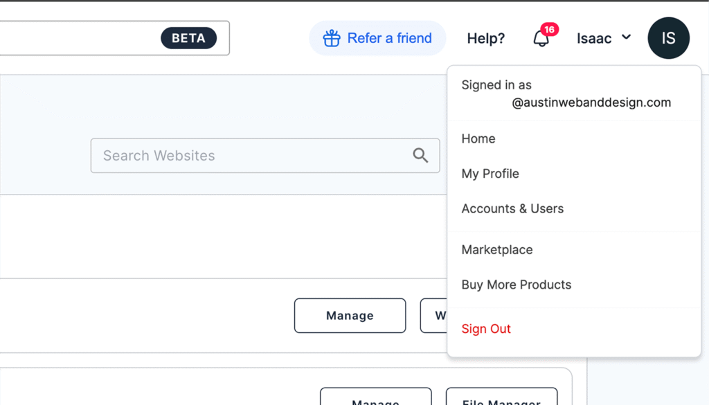 Bluehost Accounts and Users