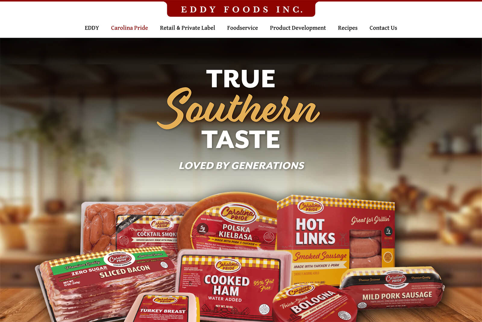 Eddy Foods corporate website design for national food brand by Austin Web and Design