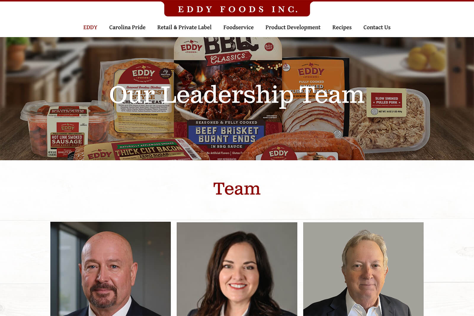Eddy Foods corporate website design for national food brand by Austin Web and Design