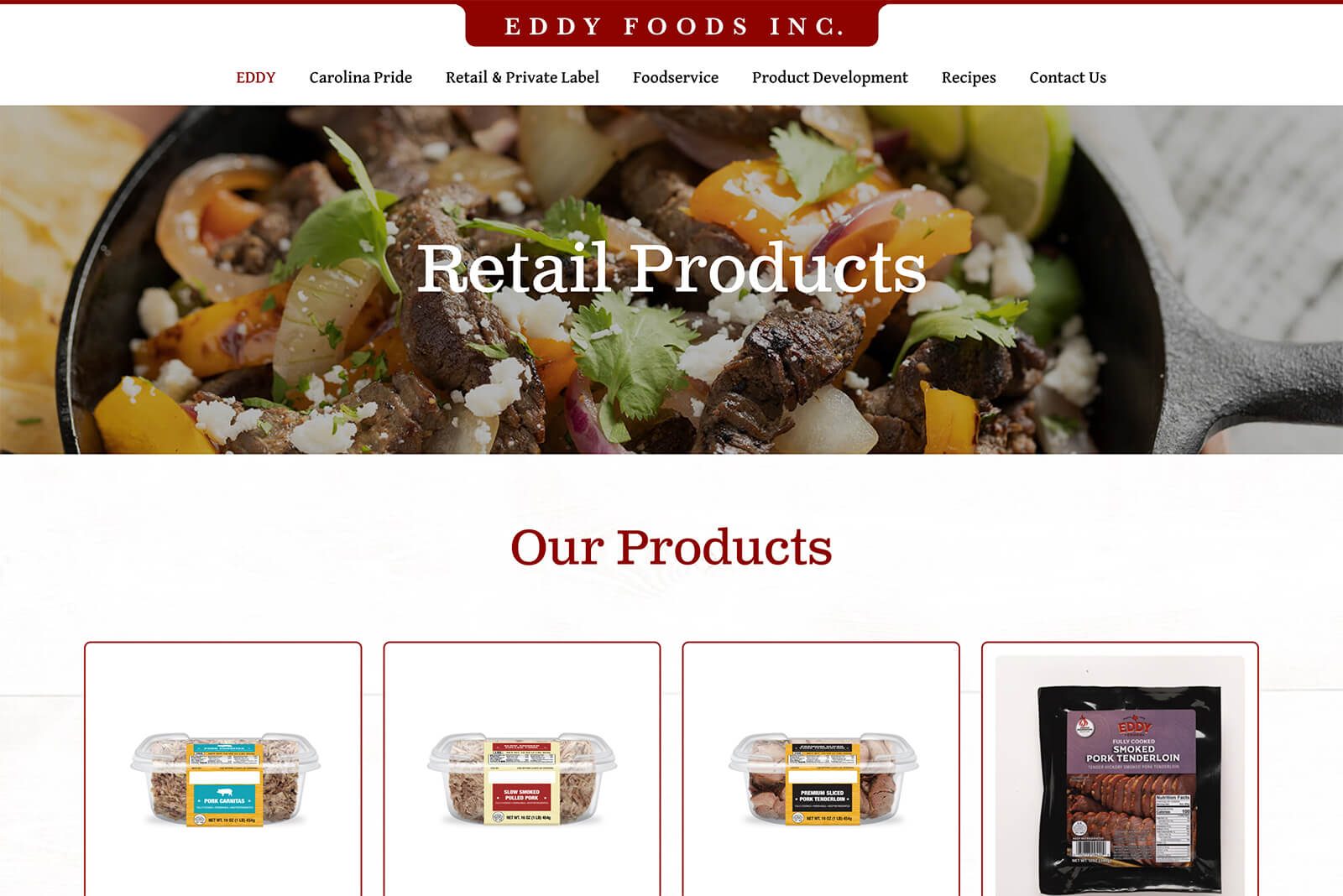 Eddy Foods corporate website design for national food brand by Austin Web and Design