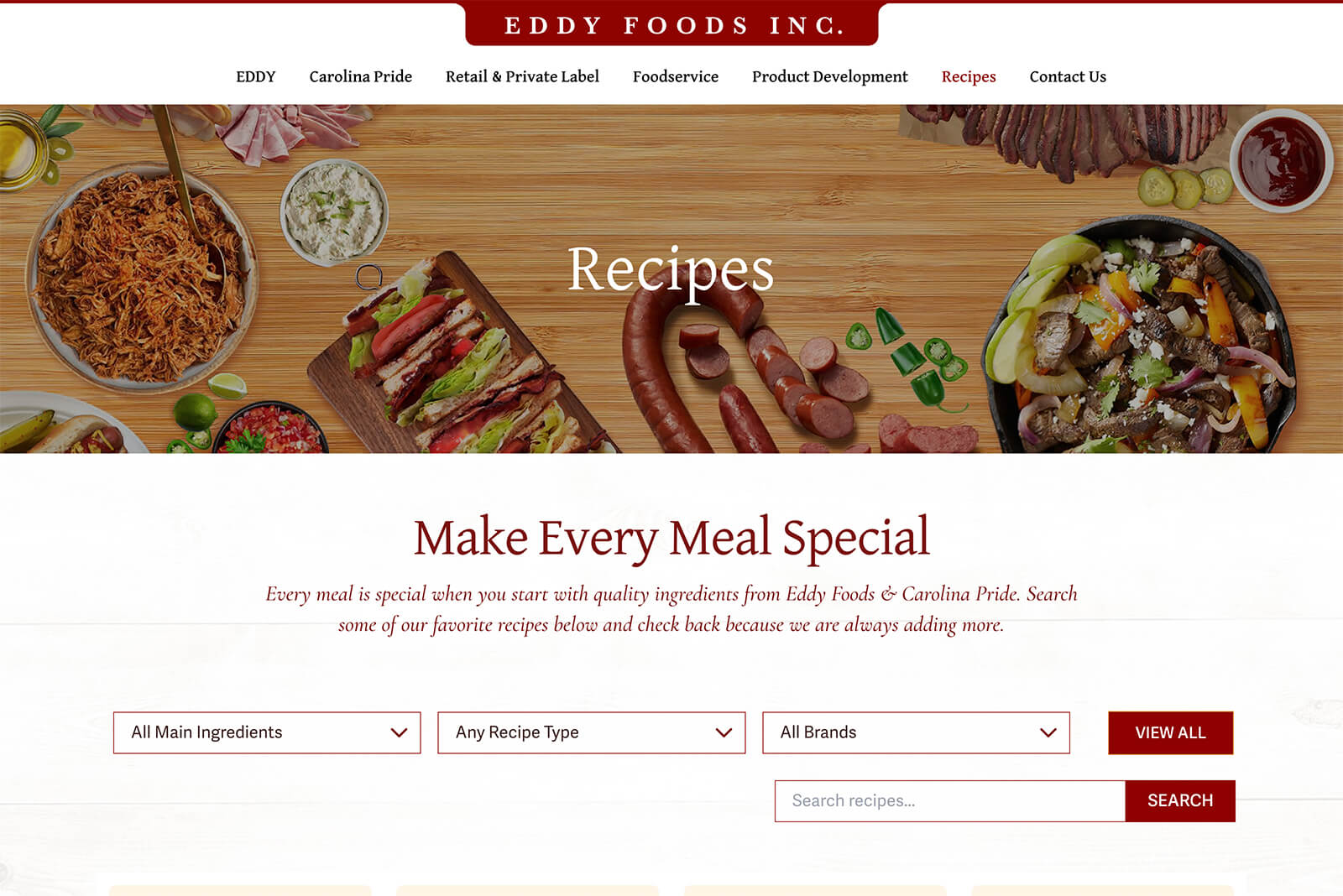 Eddy Foods corporate website design for national food brand by Austin Web and Design