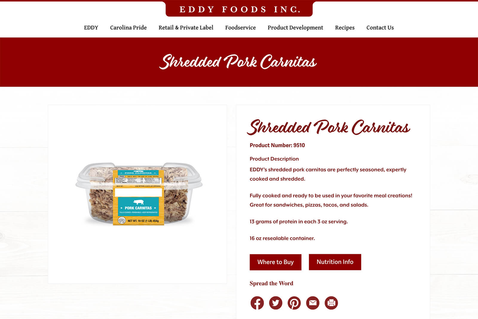 Eddy Foods corporate website design for national food brand by Austin Web and Design