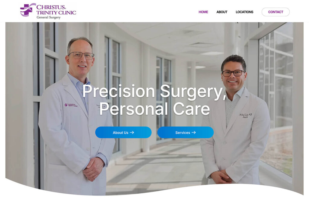 General surgery website homepage design for a Corpus Christi medical practice by Austin Web and Design